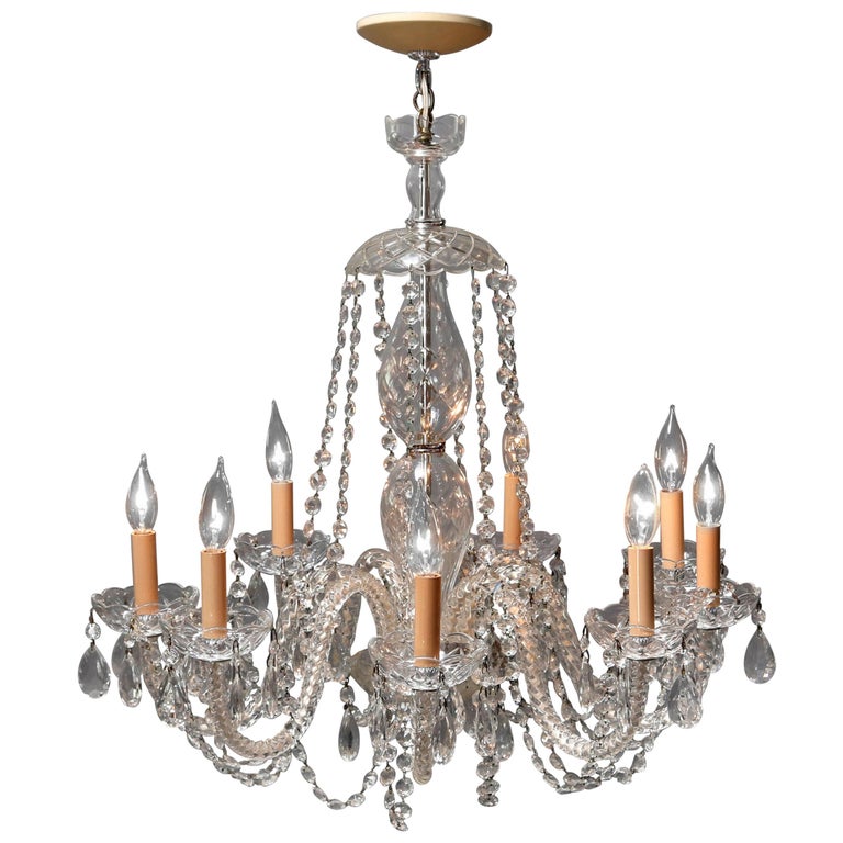 Oversized Vintage Continental Cut & Strung Nine-Light Chandelier, circa 1910