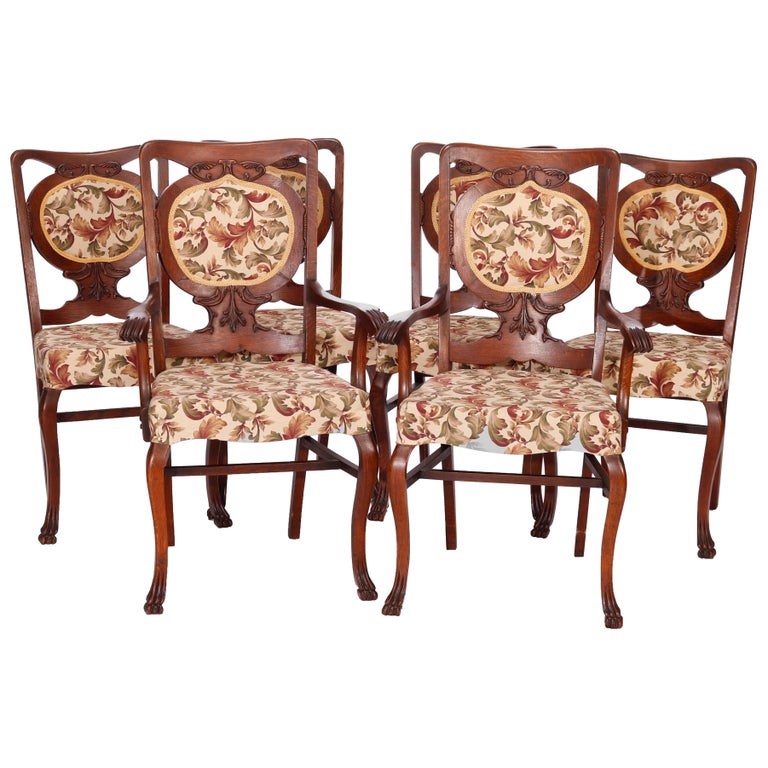 Set of Six RJ Horner Style Oak Dining Room Chairs C1920