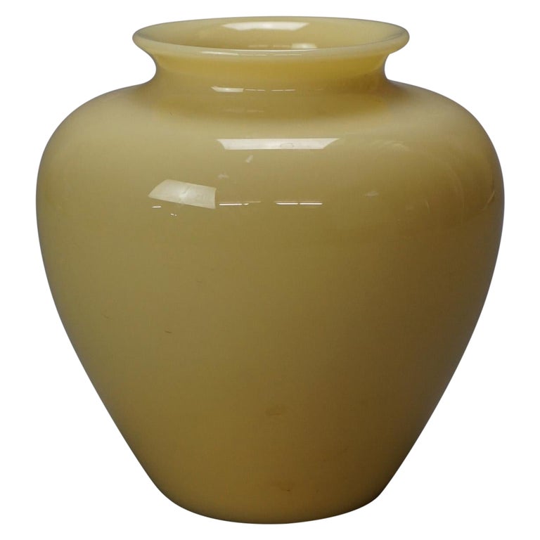 Antique Arts & Crafts Steuben Art Glass Ivory Vase with Original Label C1920