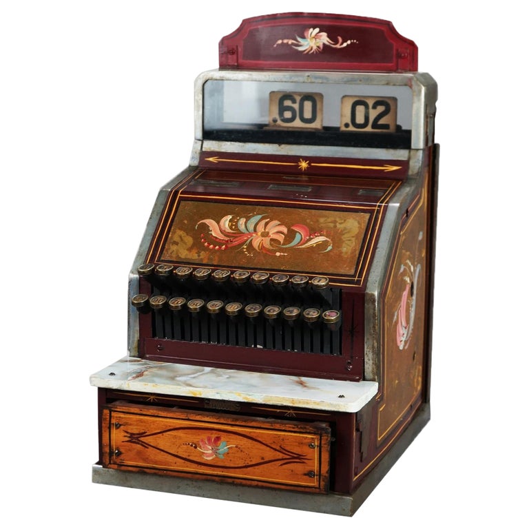 Ornate Antique Gilt & Floral Hand Painted Soda Fountain Cash Register C1920