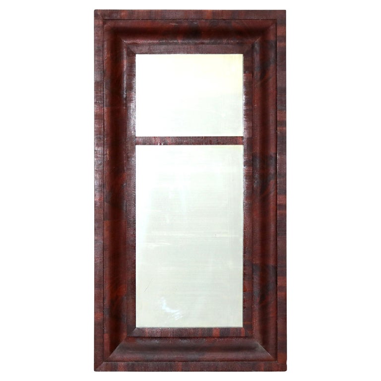 Antique American Empire Flame Mahogany Ogee Wall Mirror C1840