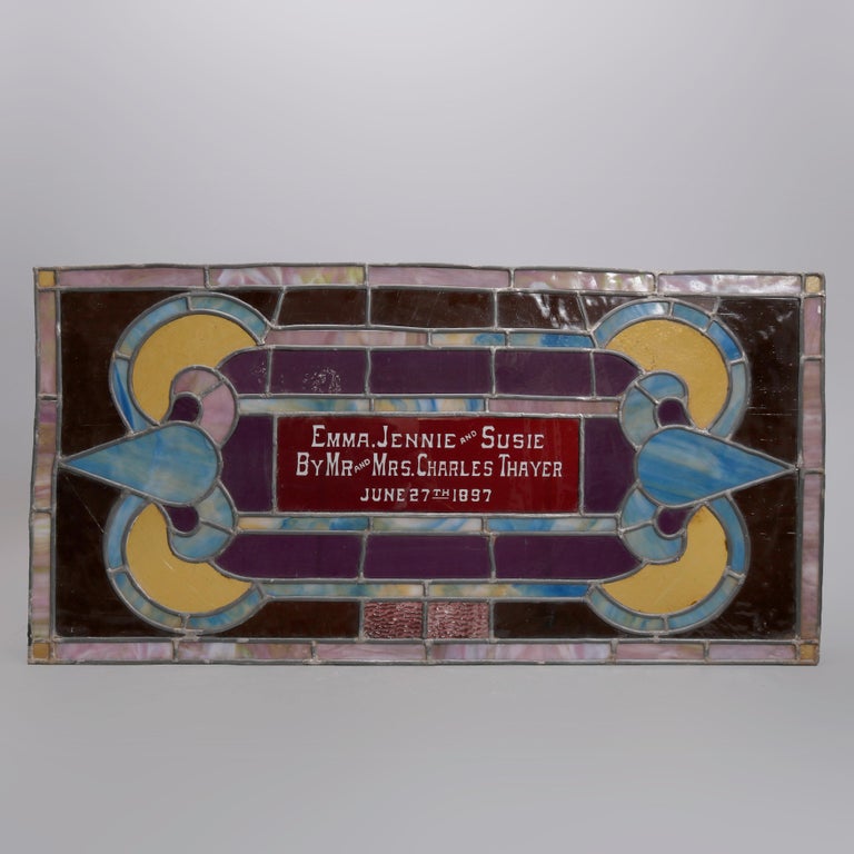 Antique Victorian Leaded Stained Glass Window, c1900