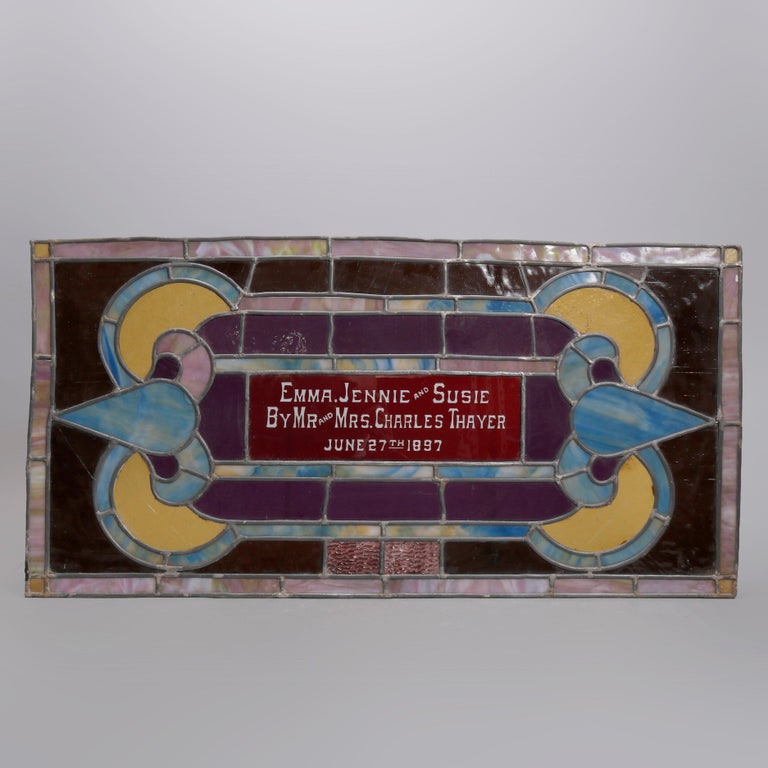 Antique Victorian Leaded Stained Glass Window, c1900