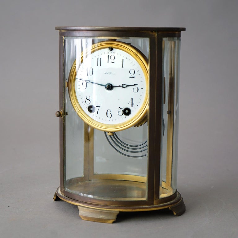 Antique Seth Thomas Oval Mantel Clock with Crystal Case