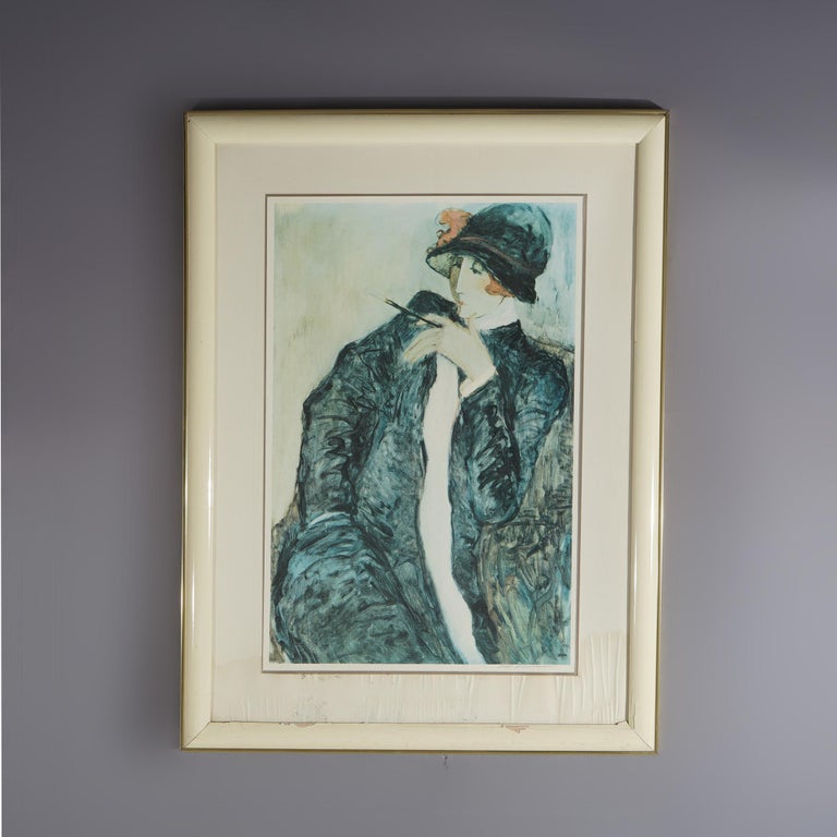 Vintage Art Deco Style Lithograph Signed Barbara Wood 20th C