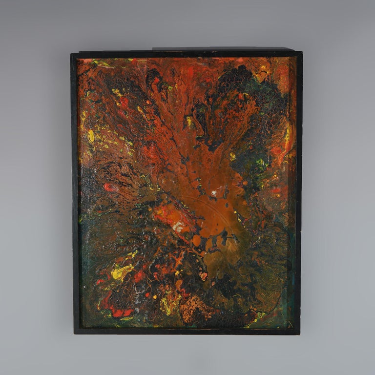 Mid-Century Modern Abstract Oil On Canvas Painting By Beverly Goldman 20thC