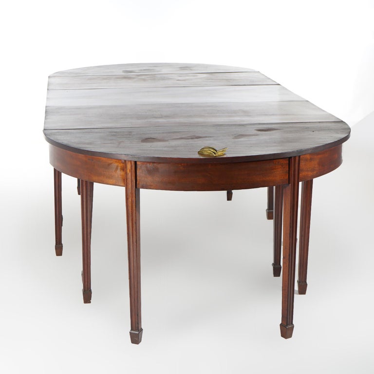 Antique English George III Demi Lune Mahogany Banquet Dining Table Circa 1820