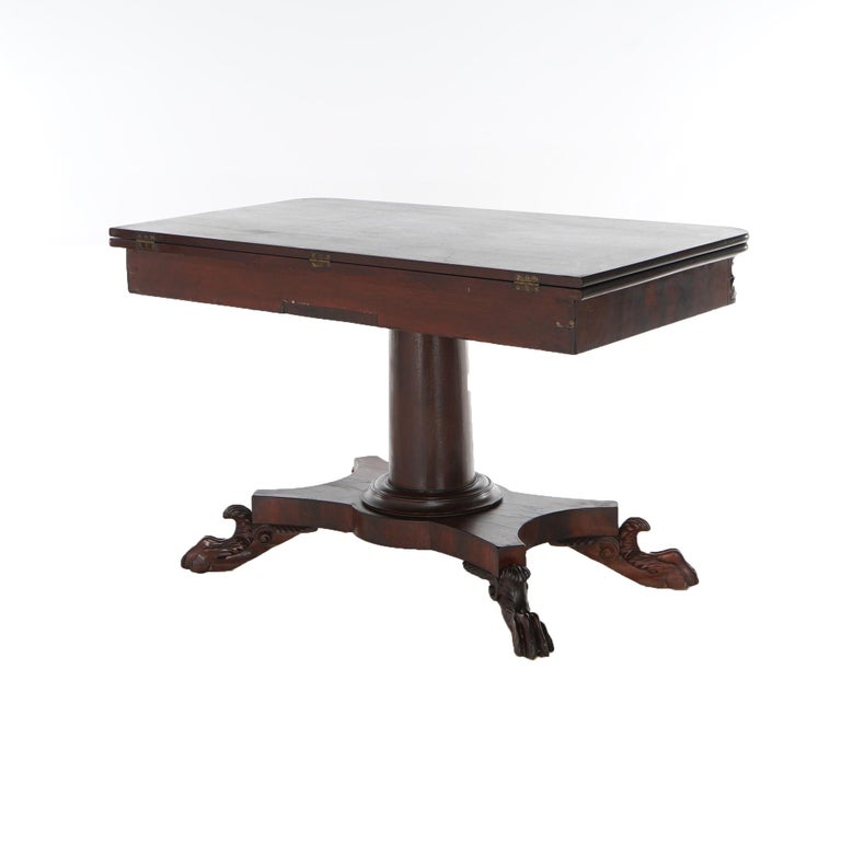 Antique American Empire Flame Mahogany Card Table Circa 1840