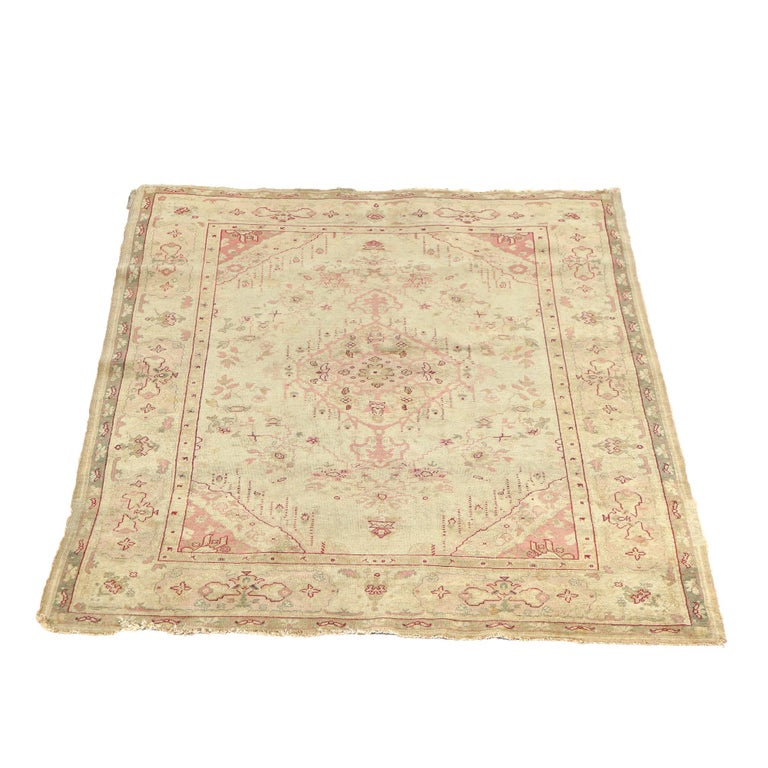 Antique Turkish Oushak Wool Rug C1920