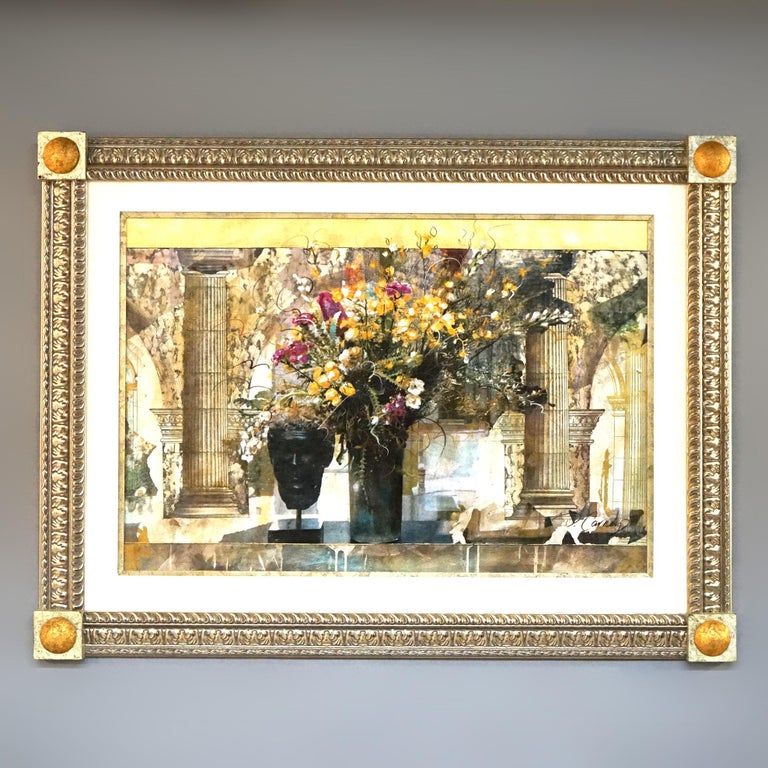Oversized Grecian Still Life Interior Print, Framed, 20th C