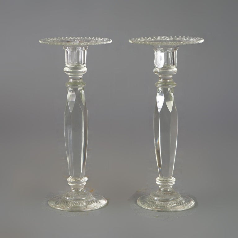 Antique Pair Sinclair Crystal Candlesticks, C1920