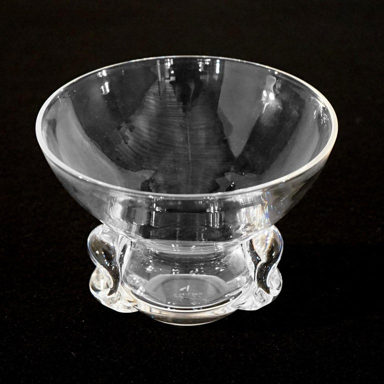 Mid Century Modern Steuben Art Glass Crystal Bowl with Pinched Base 20thC