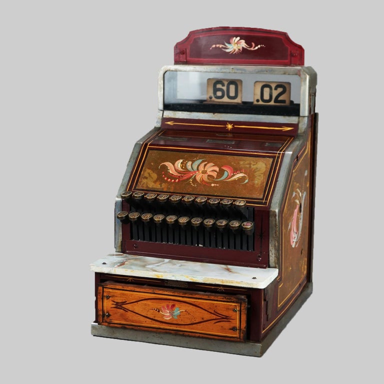Ornate Antique Gilt & Floral Hand Painted Soda Fountain Cash Register C1920