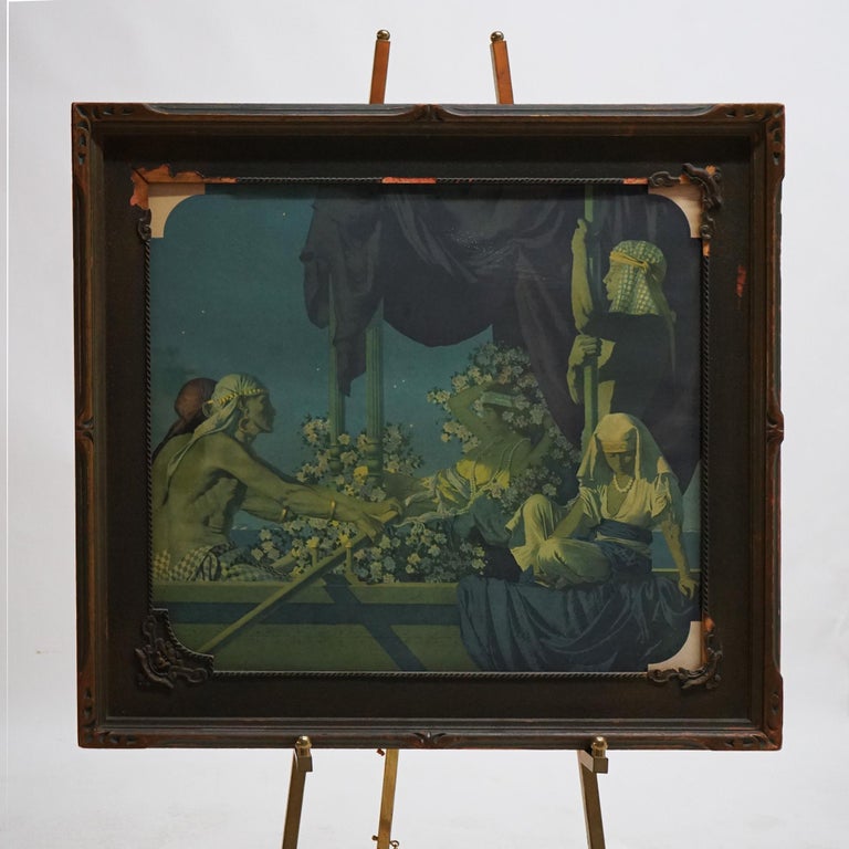 Extra Large Antique Art Deco Maxfield Parrish Print “Cleopatra”, Framed C1920