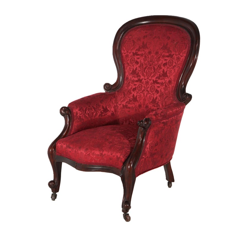 Antique French Victorian Louis XV Style Upholstered Parlor Chair C1890