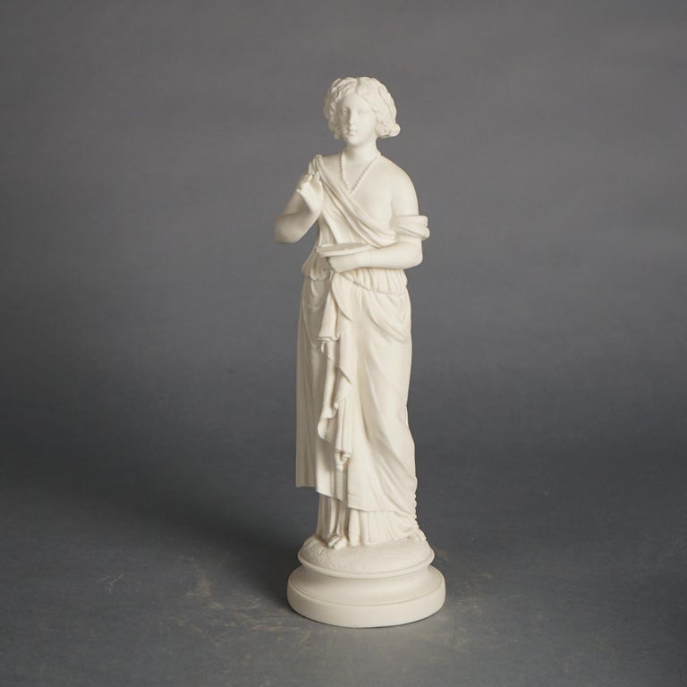 Antique Neoclassical Bisque Porcelain Figure of a Classical Woman C1850