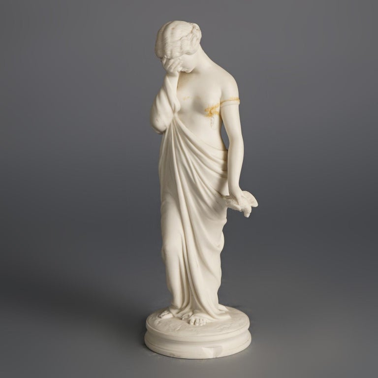 Antique Neoclassical Porcelain Figure of a Classical Woman in Mourning C1850