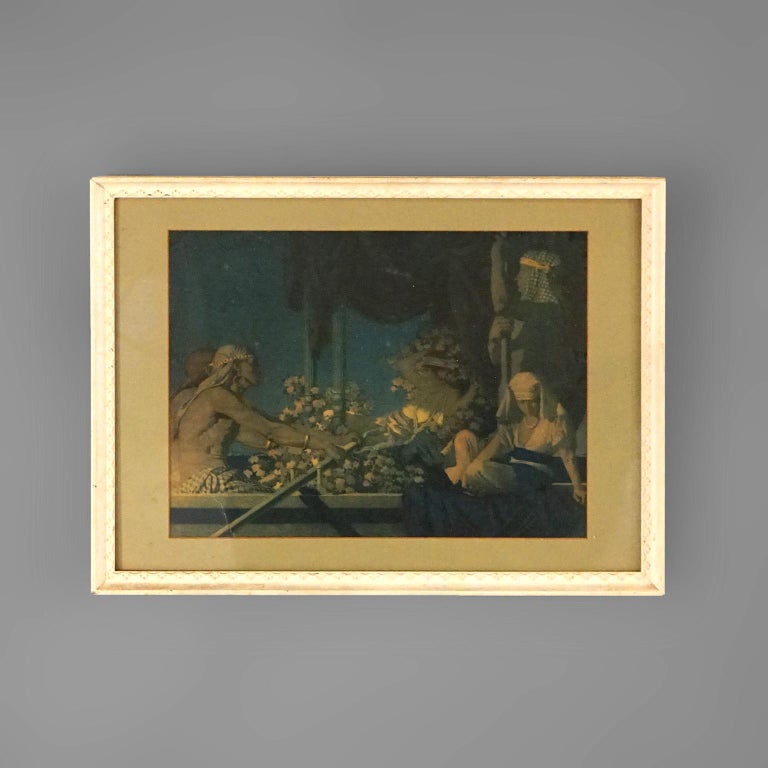 Antique Art Deco Maxfield Parrish Print of Cleopatra, Framed, C1920