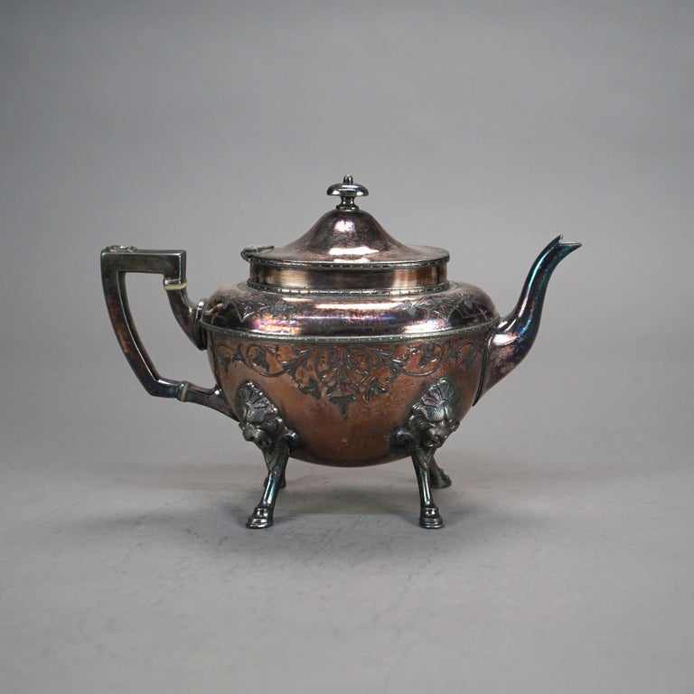Antique Figural & Footed Silver Plated Teapot C1890