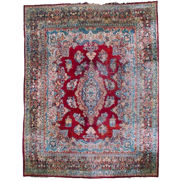 Oversized Antique Persian Sarouk Wool Rug C1920