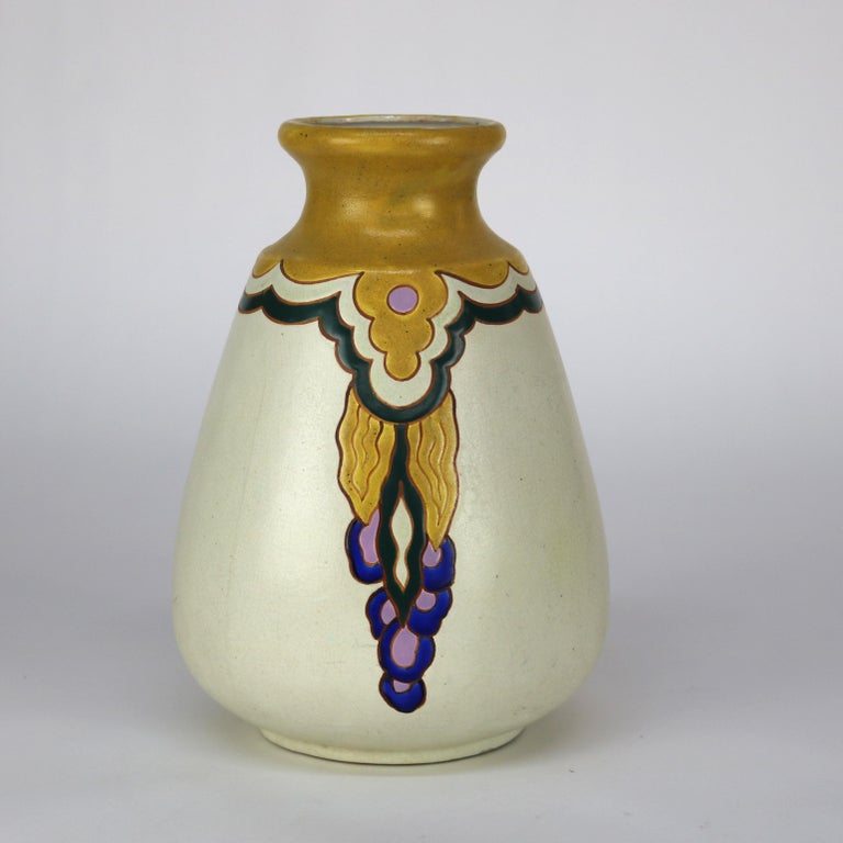 Antique Belgium Art Deco Matt Glaze Pottery Vase C1930