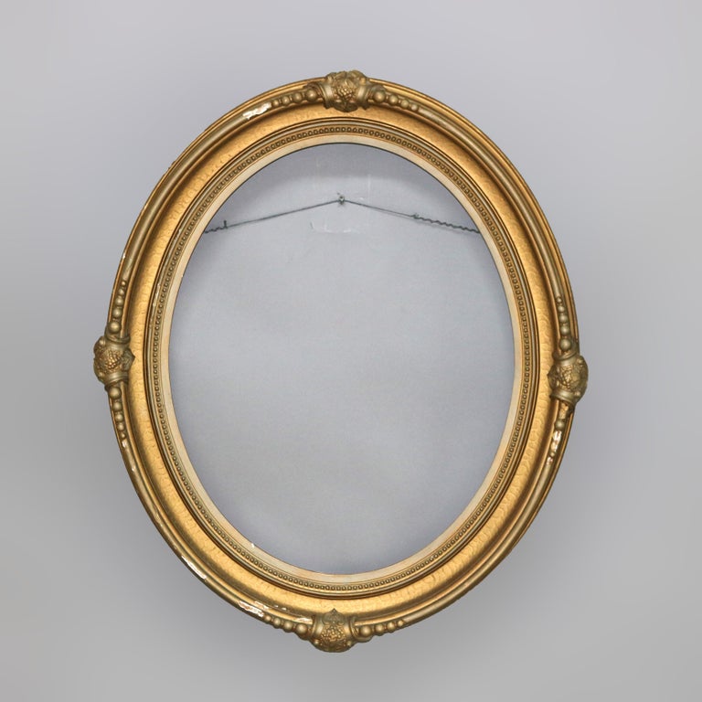 Large Antique Oval Carved Gilt Wood Frame C1880