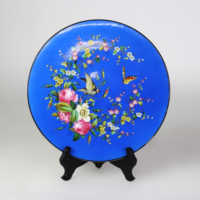 Antique Sevres Style Floral & Figural Painted Porcelain Dish C1880