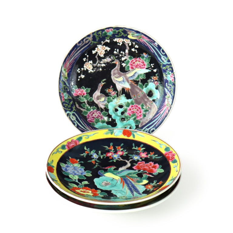 Three Pieces Antique Japanese Nippon Plates Signed C1930