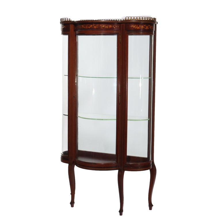 Antique RJ Horner Inlaid Mahogany & Marquetry Vitrine 19thC