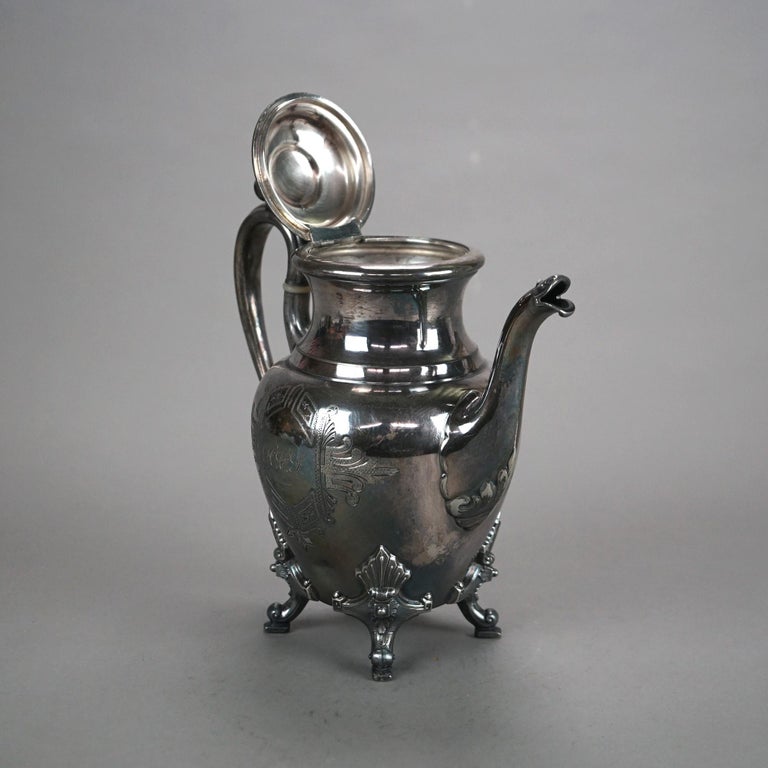 Two Piece Antique Figural Silver Plated Tea Set with Warrior Cameo C1890
