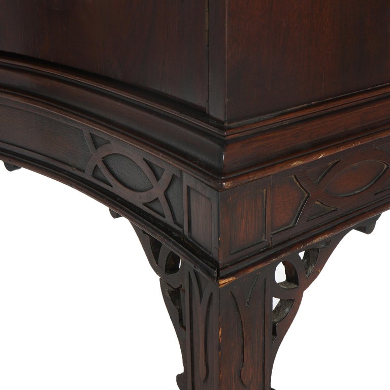 Antique Chinese Chippendale Mahogany Sideboard with Reticulated Corbels C1930