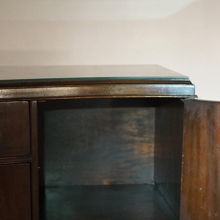 Antique Chinese Chippendale Mahogany Sideboard with Reticulated Corbels C1930