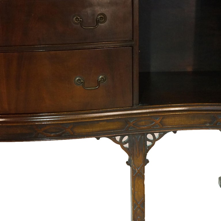 Antique Chinese Chippendale Mahogany Sideboard with Reticulated Corbels C1930
