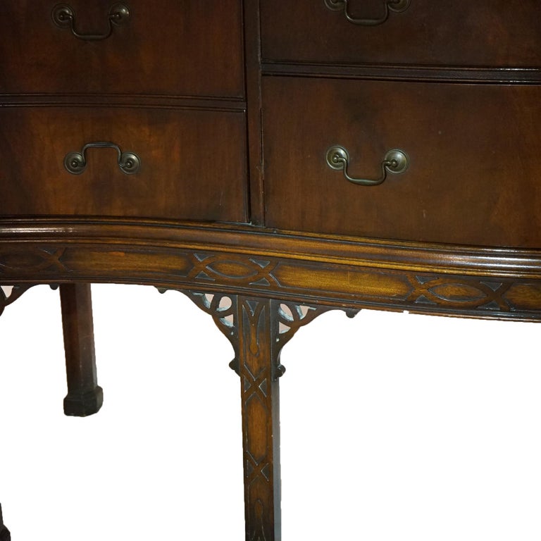 Antique Chinese Chippendale Mahogany Sideboard with Reticulated Corbels C1930