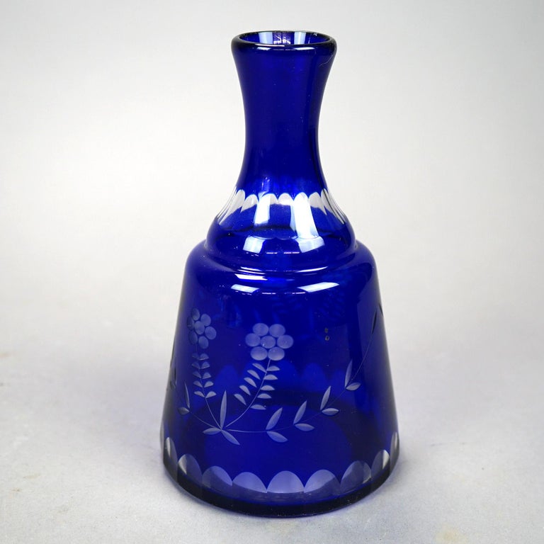 Antique Bohemian Cobalt Cut to Clear Tumble Up Set, circa 1920