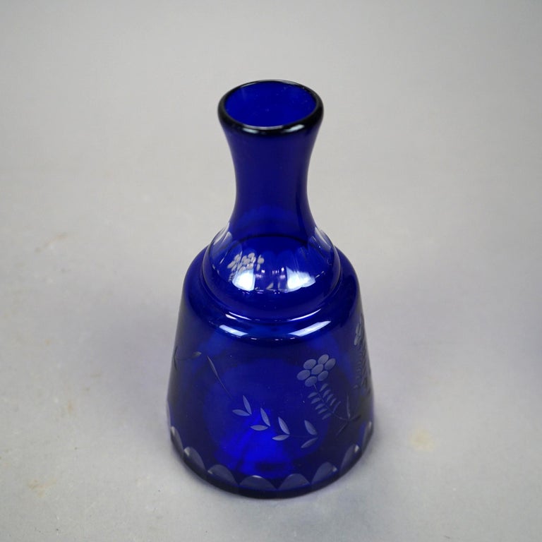 Antique Bohemian Cobalt Cut to Clear Tumble Up Set, circa 1920