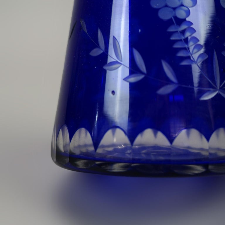 Antique Bohemian Cobalt Cut to Clear Tumble Up Set, circa 1920