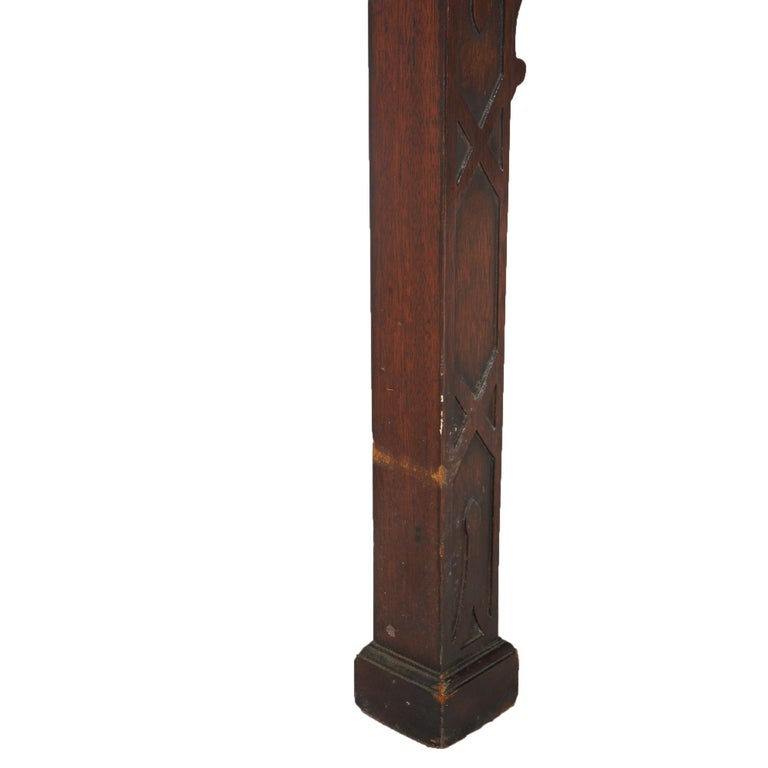 Antique Chinese Chippendale Mahogany Sideboard with Reticulated Corbels C1930