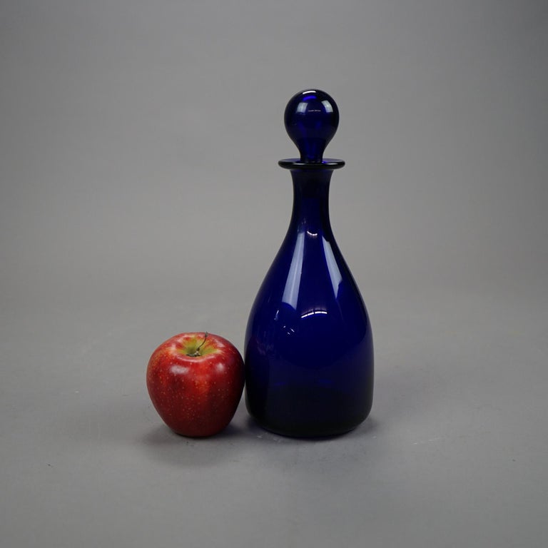 Thomas Webb Cobalt Art Glass Decanter Signed circa 1920