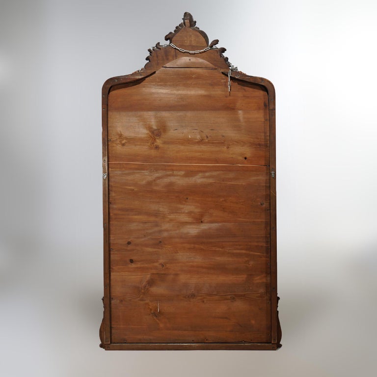 Antique French Rococo Style Carved Walnut & Marble Mirrored Console, c1880