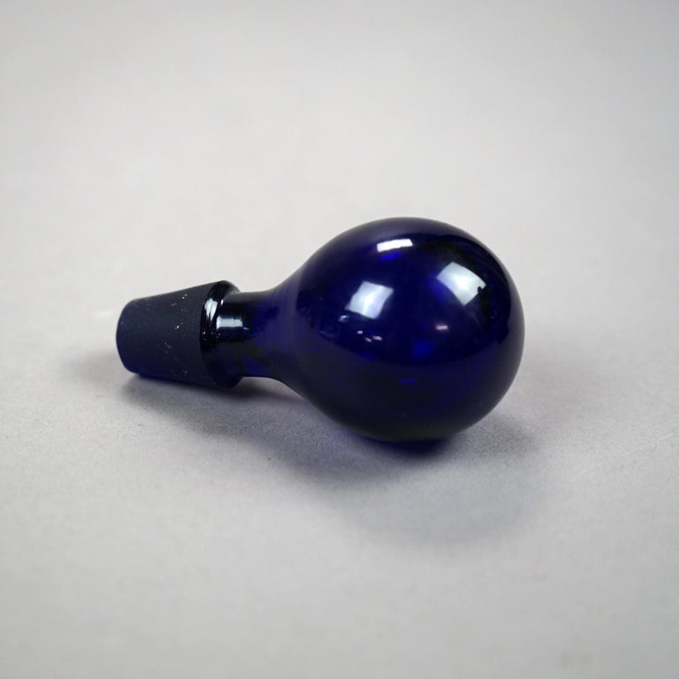 Thomas Webb Cobalt Art Glass Decanter Signed circa 1920