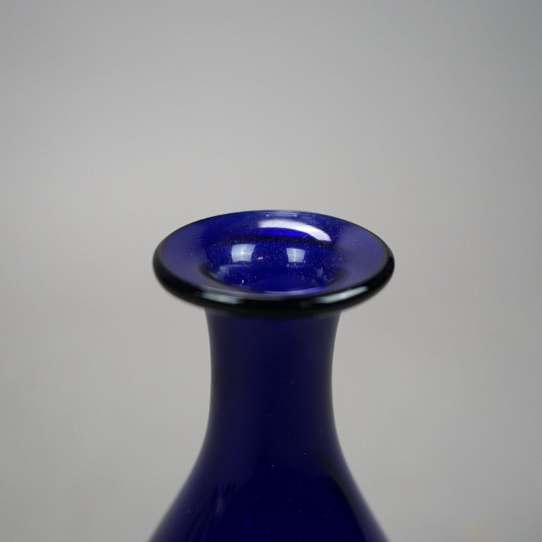 Thomas Webb Cobalt Art Glass Decanter Signed circa 1920