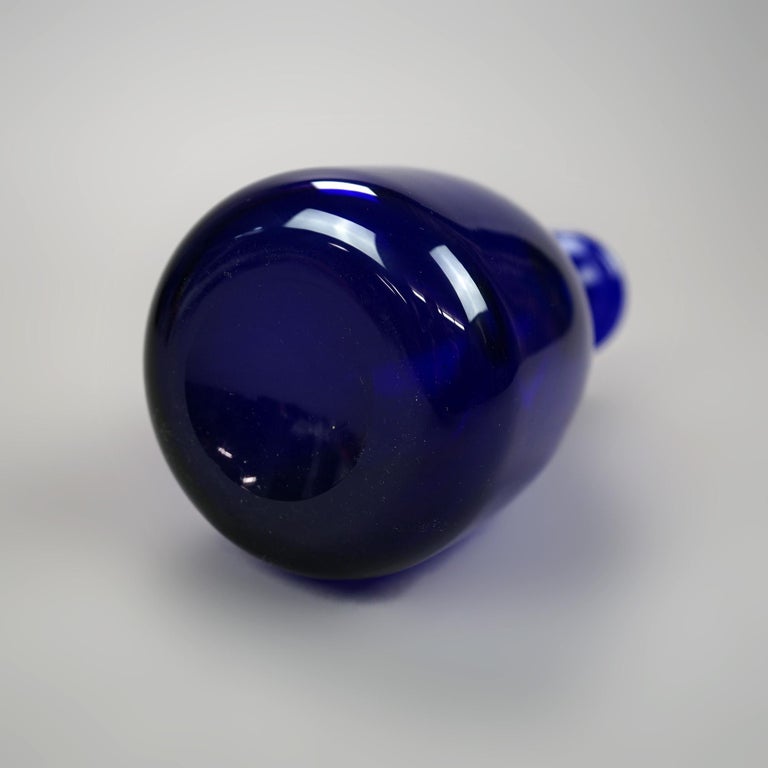 Thomas Webb Cobalt Art Glass Decanter Signed circa 1920