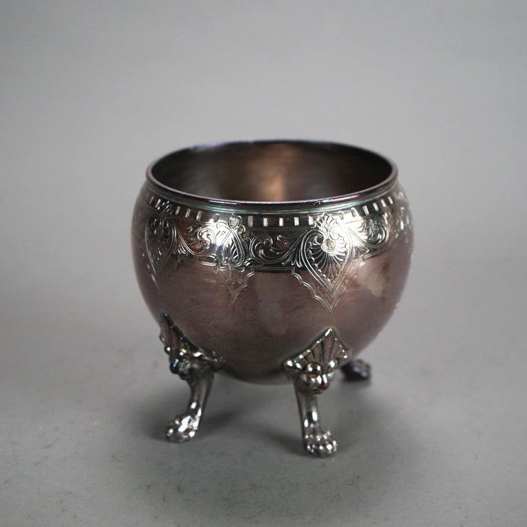 Two Piece Antique Silver Plated Clawfoot Tea Set C1890