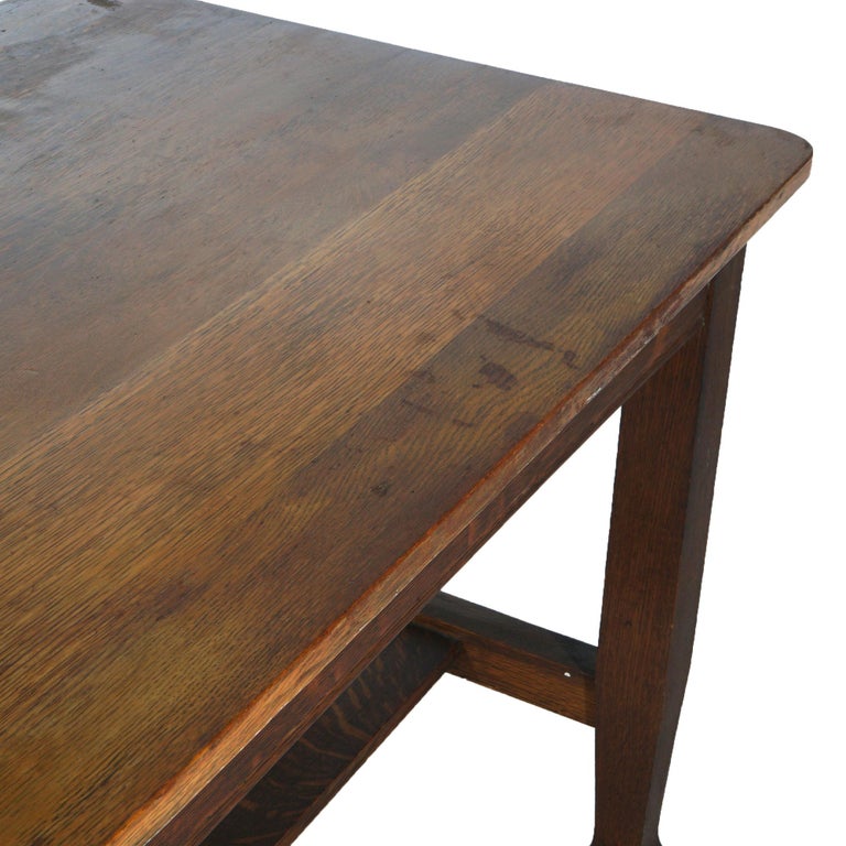 Antique Roycroft Inspired Mission Oak Single Drawer Desk C1920