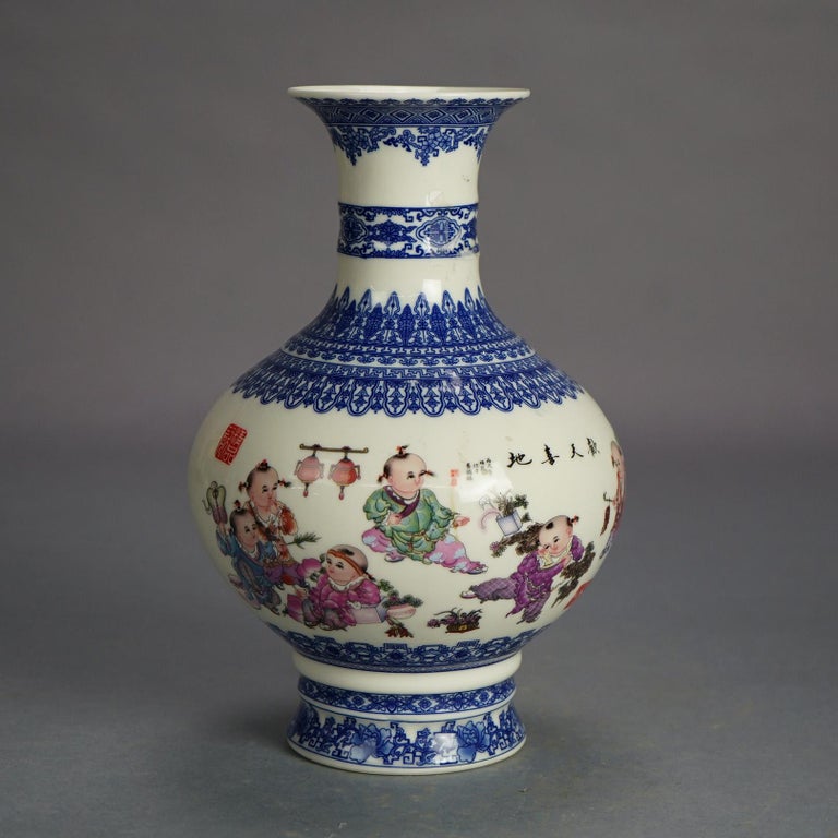 Five Chinese Hand Painted Porcelain Vases 20thC