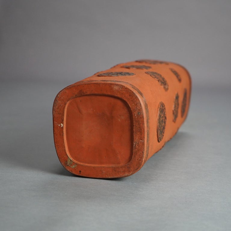 Antique Japanese Terra Cotta Vase with Stylized Floral Elements C1930