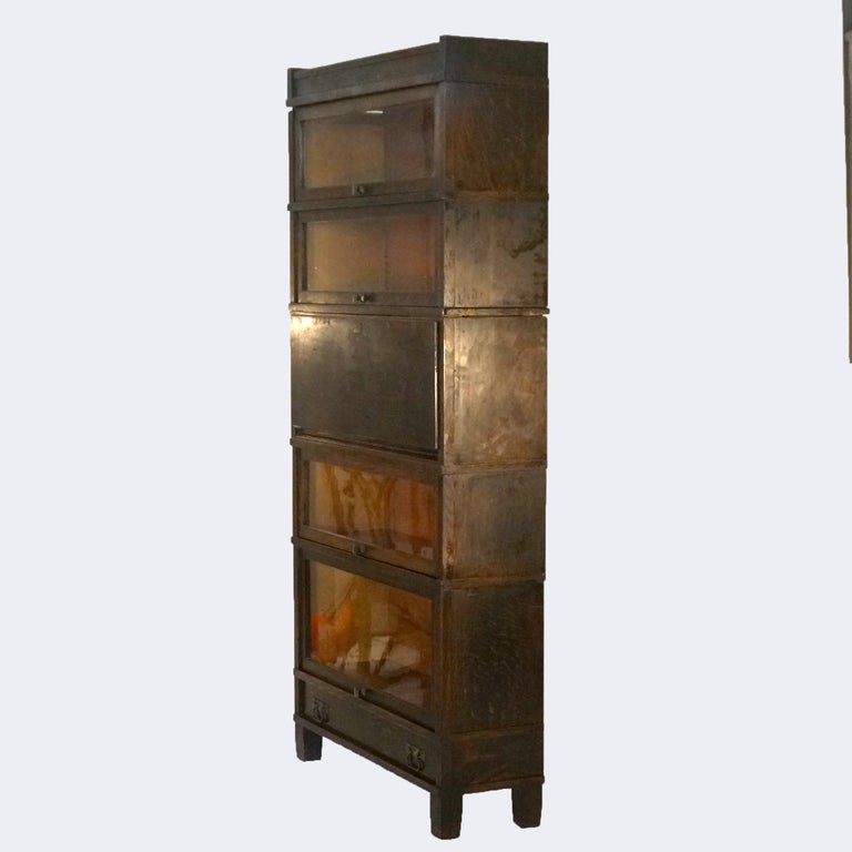 Antique Arts & Crafts Mission Globe Wernicke Oak Five Stack Barrister Secretary