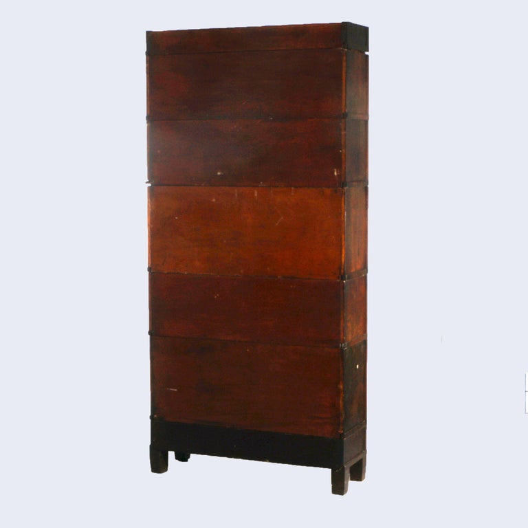 Antique Arts & Crafts Mission Globe Wernicke Oak Five Stack Barrister Secretary