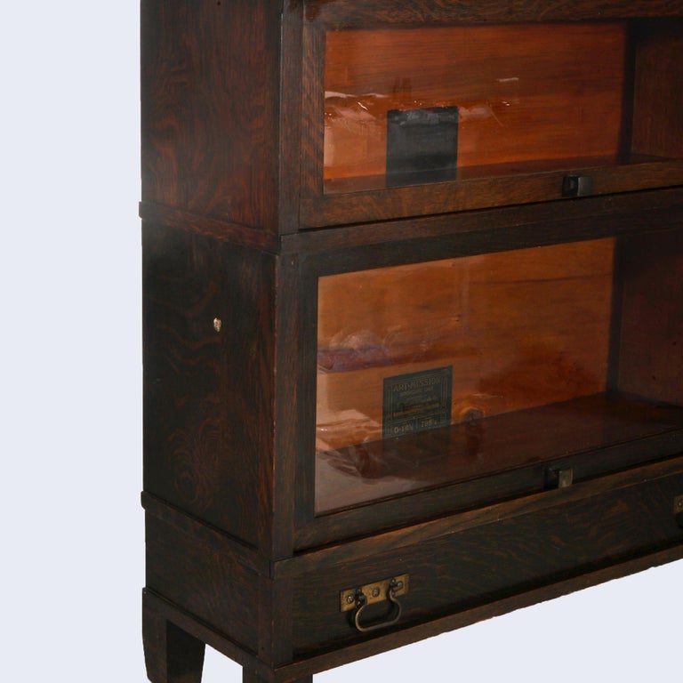 Antique Arts & Crafts Mission Globe Wernicke Oak Five Stack Barrister Secretary